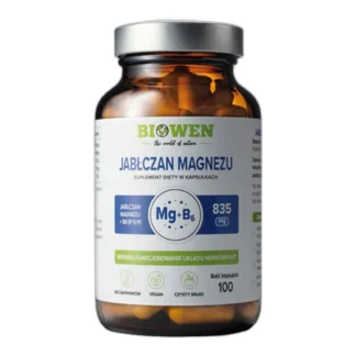 JABŁCZAN MAGNEZU 835 mg WITAMINA B6 (P-5-P) 100 kaps Mięśnie Skurcze BIOWEN